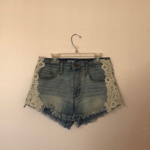 Lace jean shorts